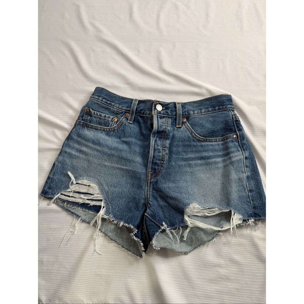 Levi's Distressed Blue Denim Jean Shorts